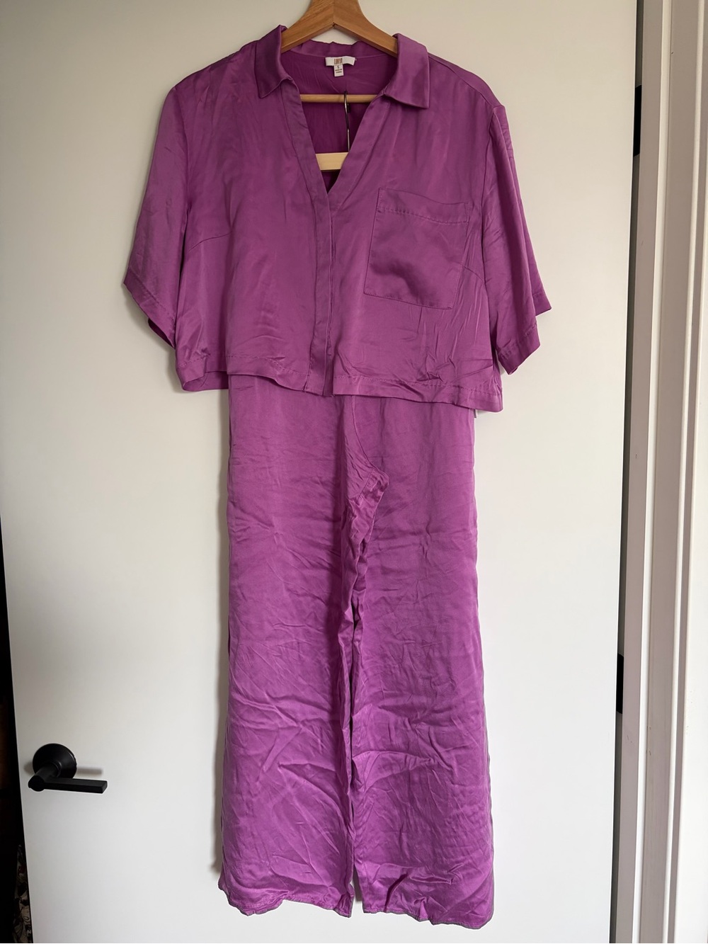 Lunya Washable Silk High Rise Pant Pajama Set Purple – Size S